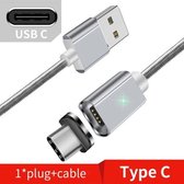 ESSAGER 2-delige smartphone-snellaadkabel voor gegevensoverdracht met magnetische USB-C / Type-C-connector, kabellengte: 2 m (zilver)