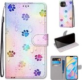 Gekleurde tekening Cross Texture Horizontale Flip PU lederen tas met houder & kaartsleuven & portemonnee & lanyard voor iPhone 12 mini (Footprint Water Drops)