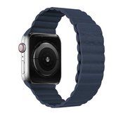 Magnetische vervangende horlogeband met twee lussen voor Apple Watch Series 6 & SE & 5 & 4 40 mm / 3 & 2 & 1 38 mm (marineblauw)