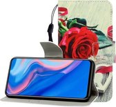 Voor Huawei P Smart Z / Y9 Prime (2019) Gekleurde Tekening Horizontale Flip Leren Case met Houder & Kaartsleuf & Portemonnee (Rode Roos)