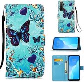 Voor Huawei nova 7 SE Schilderen Horizontale Flip Leren Case met Houder & Kaartsleuf & Portemonnee & Lanyard (Hart Vlinder)