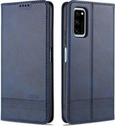 Voor Huawei Honor V30 AZNS Magnetische Kalfsstructuur Horizontale Flip Leren Case met Kaartsleuven & Houder & Portemonnee (Donkerblauw)