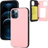 GOOSPERY MAGNETISCHE DEURBUMPER Magnetische vangst Schokbestendig Zacht TPU + pc-hoesje met kaartsleuf voor iPhone 12/12 Pro (roze)