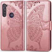 Motorola Moto G Pro Hoesje - Mobigear - Butterfly Serie - Kunstlederen Bookcase - Roségoud - Hoesje Geschikt Voor Motorola Moto G Pro