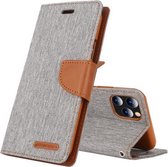 Voor iPhone 12 Pro Max GOOSPERY CANVAS DAGBOEK Cross Texture Horizontale Flip Leren Case met Kaartsleuven & Portemonnee & Houder (Grijs)