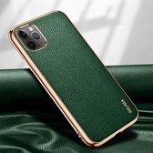 Voor iPhone 11 Pro Max SULADA Litchi Texture Leather Electroplated Shckproof beschermhoes (groen)