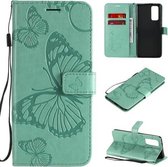 Voor Huawei Honor Play 4T Pro 3D Vlinders Embossing Patroon Horizontale Flip Leren Case met Houder & Kaartsleuf & Portemonnee (Groen)