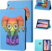 Voor Huawei MediaPad T5 10.1 Gekleurde Tekening Stiksels Horizontale Flip Lederen Case met Houder & Kaartsleuf (Kleurrijke Olifant)