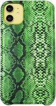 Voor iPhone 11 Snake Skin-patroon PU + PVC-materiaal Schokbestendig mobiele beschermhoes (grascyaan)