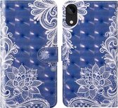 Voor iPhone XR 3D-schilderij Gekleurd tekeningpatroon Horizontaal Flip TPU + PU-lederen hoes met houder & kaartsleuven & portemonnee & lanyard (wit kant)