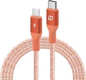 MOMAX 2,2 m Type-C / USB-C naar 8-pins PD snelladende gevlochten kabel (koraalrood)