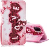 Horizontale leren flip-hoes met houder en kaartsleuven en portemonnee voor iPhone 12 Pro Max (Love)