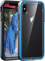 Zwart + blauw voor iPhone X / XS 2 in 1 TPU + pc effen kleurencombinatie Drop