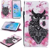 Voor Huawei Honor 7A Gekleurde Tekening Patroon Horizontale Flip TPU + PU Lederen Case met Houder & Kaartsleuven & Portemonnee & Lanyard (Uil)