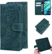 Voor UMIDIGI A9 Pro Tiger Embossing Pattern Horizontale flip lederen tas met houder & kaartsleuven en portemonnee (groen)