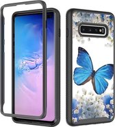 Voor Samsung Galaxy S10 + 3 in 1 kaart PC + TPU schokbestendige beschermhoes (blauwe vlinder)