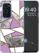 Voor OnePlus 9 Pro schokbestendig TPU beschermhoes met marmerpatroon (ruit grijs paars)