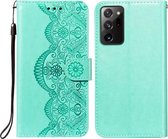 Voor Samsung Galaxy Note20 Ultra Flower Vine Embossing Pattern Horizontale Flip Leather Case met Card Slot & Holder & Wallet & Lanyard (Green)