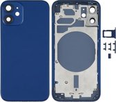 Behuizingsdeksel aan de achterkant met SIM-kaarthouder & zijkleppen & cameralens voor iPhone 12 mini (blauw)