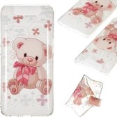 Coloured Drawing Transparant Clear TPU Case voor Galaxy A80 / A90 (kleine beer)