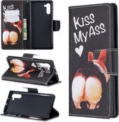 Gekleurde tekening patroon horizontale flip lederen tas met houder & kaartsleuven & portemonnee voor Galaxy Note10 (Kiss My Ass)
