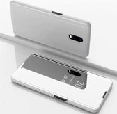 Voor OnePlus 7 Plating Spiegel Horizontaal Flip Leer met Beugel Holster (Zilver)