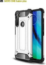 Voor Motorola One Fusion + Magic Armor TPU + pc combinatiebehuizing (zilver)