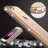 Voor iPhone 6 Plus & 6s Plus Diamond Bling Luxe Plating PC Frame Transparant TPU Beschermhoes (Goud)