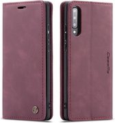 Voor Galaxy A70s CaseMe-013 Multifunctionele horizontale flip lederen tas met kaartsleuf & houder & portemonnee (wijnrood)