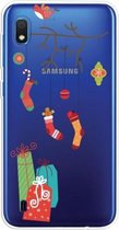 Voor Galaxy A10 Trendy schattig kerstpatroon doorzichtig TPU beschermhoes (zwarte boomgift)