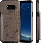 Voor Galaxy S8 Plus Cat Bee Embossing Pattern Schokbestendige beschermhoes met kaartsleuven en fotolijst (grijs)