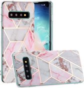 Voor Galaxy S10 Hot Stamping Geometric Marble IMD Craft TPU Beschermhoes (Hexagon)