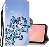 Voor Galaxy S20 + 3D gekleurde tekening horizontale flip PU lederen tas met houder & kaartsleuven & portemonnee (meerdere vlinders)