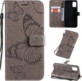 Voor Galaxy A51 Pressed Printing Butterfly Pattern Horizontale Flip PU lederen tas met houder & kaartsleuven & portemonnee & lanyard (grijs)