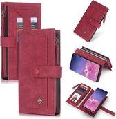 Voor Galaxy S10 + POLA multifunctionele mode magnetische horizontale flip lederen tas met kaartsleuven & portemonnee & fotolijst & houder (rood)