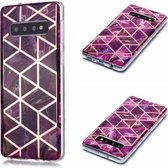 Voor Galaxy S10 Plating Marble Pattern Soft TPU beschermhoes (paars)