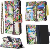Voor Huawei P40 Lite Gekleurde Tekening Patroon Rits Horizontale Flip Leren Case met Houder & Kaartsleuven & Portemonnee (Boom)