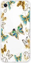 Voor iPhone SE 2020/8/7 gekleurd tekeningpatroon zeer transparant TPU beschermhoes (gouden vlinder)