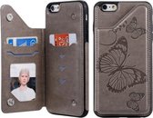 Voor iPhone 6 Plus Butterfly Embossing Pattern Schokbestendige beschermhoes met houder & kaartsleuven en fotolijst (grijs)