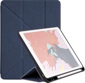 MOMAX Voor iPad 10.2 inch (2019) TPU + Doek Horizontale Flip Leren Case met Houder & Pen Slot & Slaap / Wekfunctie (Blauw)