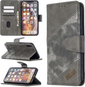 Voor iPhone XS Max bijpassende kleur Krokodiltextuur Horizontale flip PU lederen tas met portemonnee & houder & kaartsleuven (grijs)