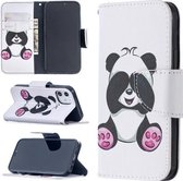 Voor iPhone 12 mini Gekleurd tekeningpatroon Horizontaal leren flip-hoesje met houder & kaartsleuven & portemonnee (Panda)