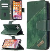 Voor iPhone 11 Pro Bijpassende kleur Krokodiltextuur Horizontaal Flip PU-lederen hoes met portemonnee & houder & kaartsleuven (groen)