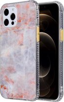 Coloured Glaze Marble TPU + PC beschermhoes voor iPhone 12/12 Pro (oranje)