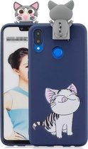 Voor Huawei P20 Lite Cartoon schokbestendige TPU beschermhoes met houder (kat)