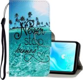 Voor Huawei P30 Lite 3D Gekleurde Tekening Horizontale Flip PU Lederen Case met Houder & Kaartsleuven & Portemonnee (Blue Coconut Grove)