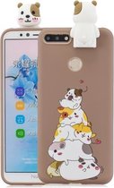Voor Huawei Honor 7A Cartoon schokbestendige TPU beschermhoes met houder (hamsters)
