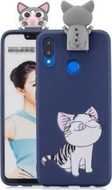 Voor Huawei Honor 8X Cartoon schokbestendige TPU beschermhoes met houder (kat)
