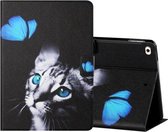 Gekleurde Tekening Horizontale Flip Leren Case met Houder & Kaartsleuven & Slaap- / Wekfunctie Voor iPad Air / Air 2/2017/2018 (Butterfly Cat)