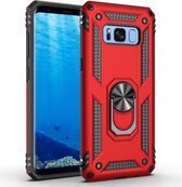 Armor schokbestendige TPU + pc-beschermhoes voor Galaxy S8, met 360 graden rotatiehouder (rood)